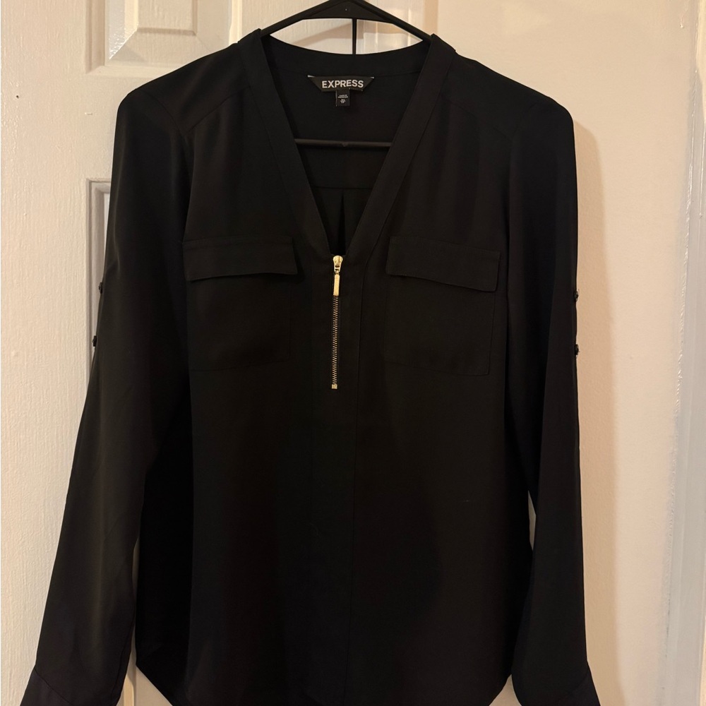 Express Women's Black Zipper Blouse